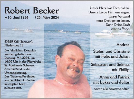 Traueranzeige von Robert Becker von WochenSpiegel