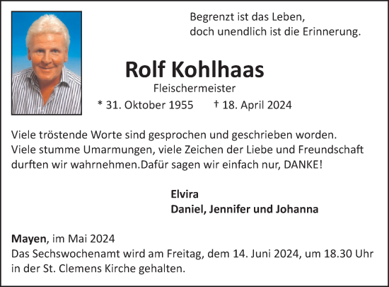 Traueranzeige von Rolf Kohlhaas von WochenSpiegel