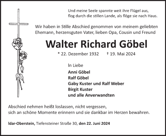 Traueranzeige von Walter Richard Göbel von WochenSpiegel