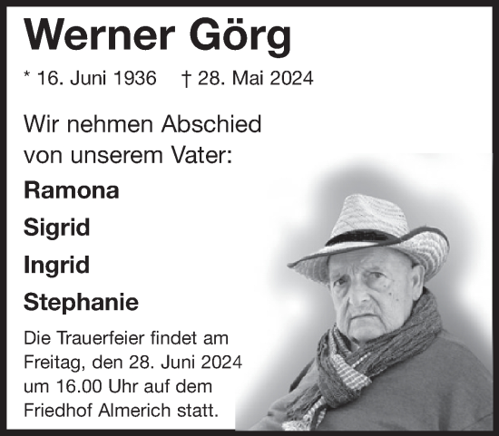 Traueranzeige von Werner Görg von WochenSpiegel