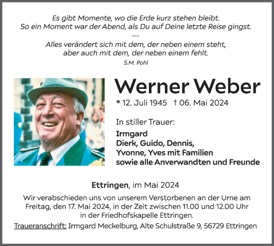 Traueranzeige von Werner Weber von WochenSpiegel