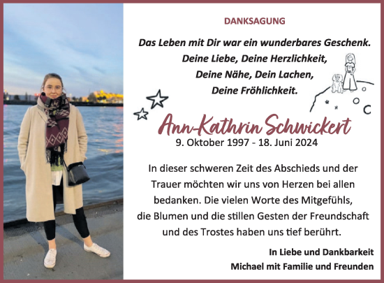 Traueranzeige von Ann-Kathrin Schwickert von WochenSpiegel