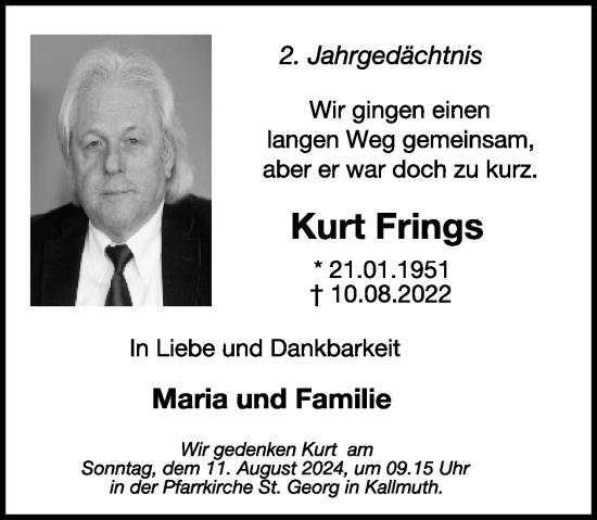 Traueranzeige von Kurt Frings von WochenSpiegel