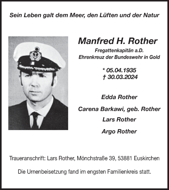 Traueranzeige von Manfred Rother von WochenSpiegel