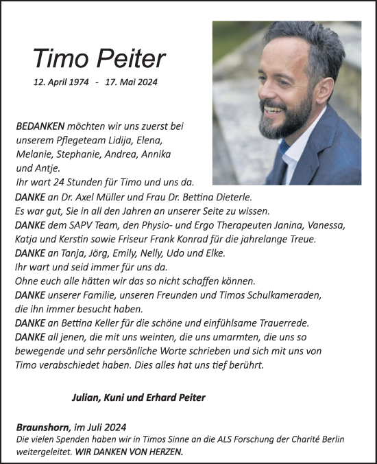 Traueranzeige von Timo Peiter von WochenSpiegel