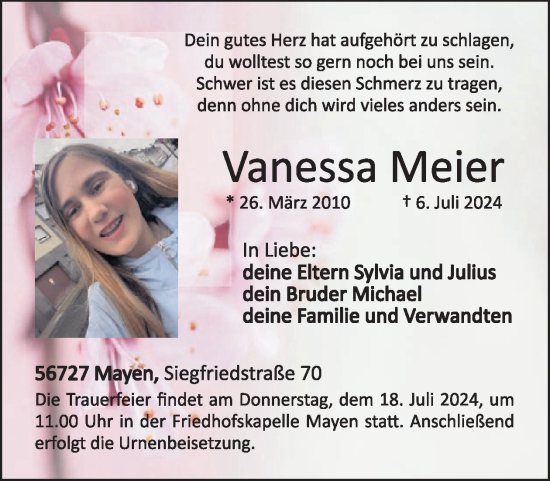 Traueranzeige von Vanessa Meier von WochenSpiegel