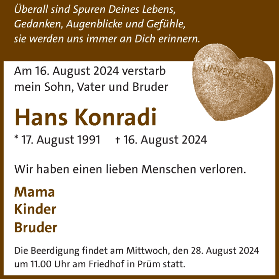 Traueranzeige von Hans Konradi von WochenSpiegel