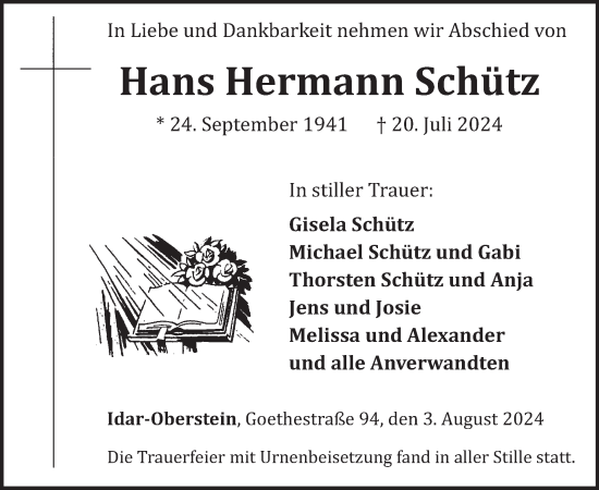 Traueranzeige von Hans Hermann Schütz von WochenSpiegel