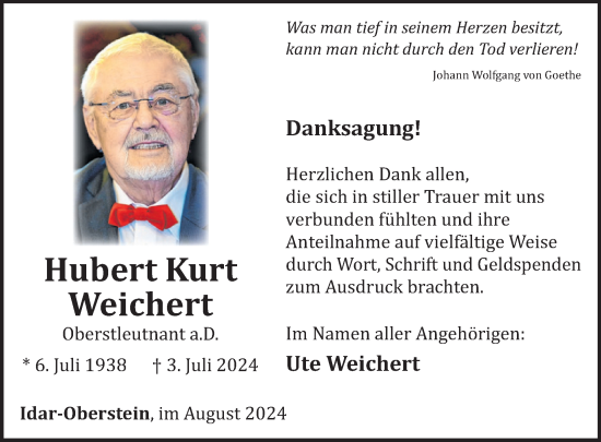 Traueranzeige von Hubert Kurt Kurt von WochenSpiegel