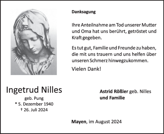 Traueranzeige von Ingetrud Nilles von WochenSpiegel