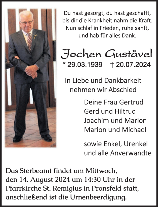 Traueranzeige von Jochen Gustävel von WochenSpiegel