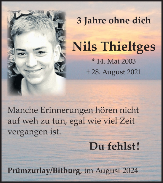 Traueranzeige von Nils Thieltges von WochenSpiegel