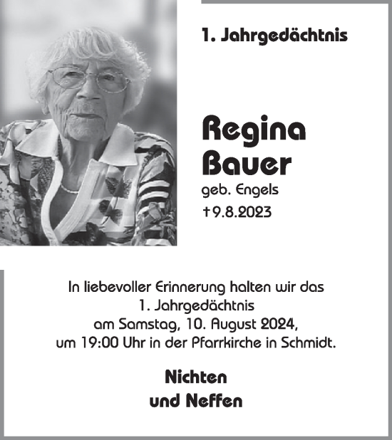 Traueranzeige von Regina Bauer von WochenSpiegel