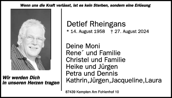 Traueranzeige von Detlef Rheingans von WochenSpiegel