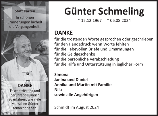 Traueranzeige von Günter Schmeling von WochenSpiegel