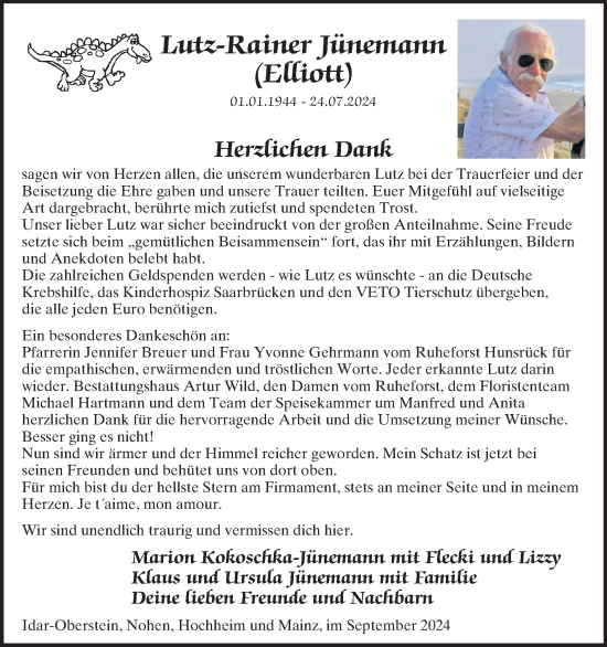 Traueranzeige von Lutz-Rainer Jünemann von WochenSpiegel