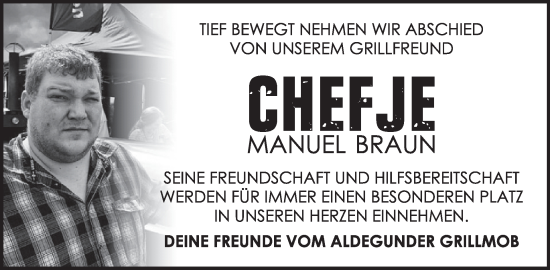 Traueranzeige von Manuel Braun von WochenSpiegel