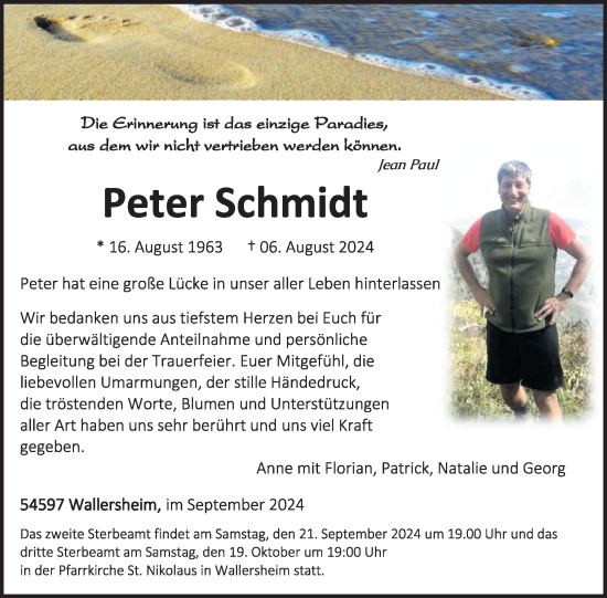 Traueranzeige von Peter Schmidt von WochenSpiegel