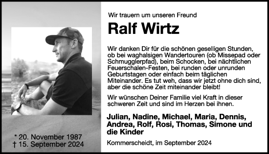 Traueranzeige von Ralf Wirtz von WochenSpiegel