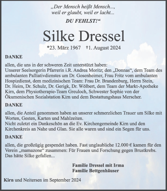 Traueranzeige von Silke Dressel von WochenSpiegel