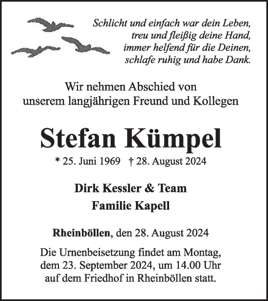 Traueranzeige von Stefan Kümpel von WochenSpiegel