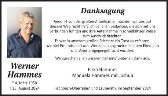 Traueranzeige von Werner Hammes von WochenSpiegel