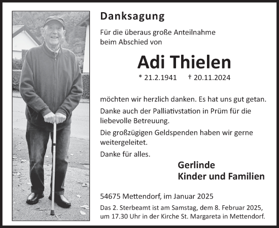 Traueranzeige von Adi Thielen von WochenSpiegel