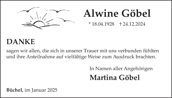 Traueranzeige von Alwine Göbel von WochenSpiegel