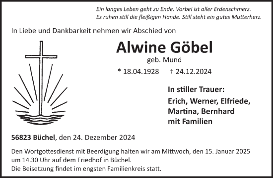 Traueranzeige von Alwine Göbel von WochenSpiegel