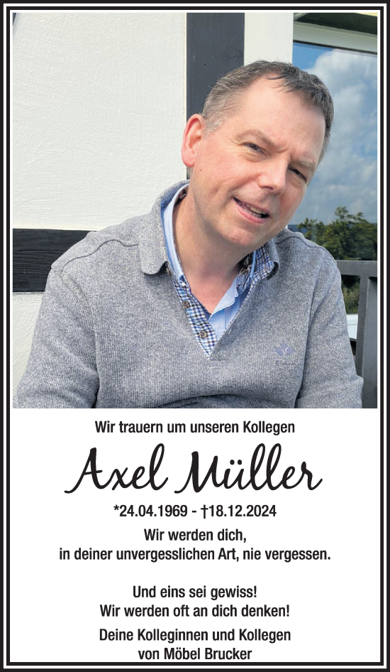 Traueranzeige von Axel Müller von WochenSpiegel