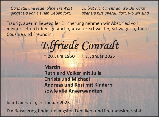 Traueranzeige von Elfriede Conradt von WochenSpiegel