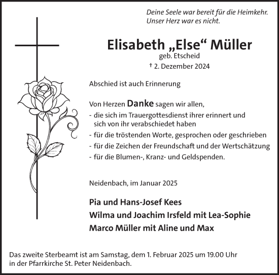 Traueranzeige von Elisabeth Müller von WochenSpiegel