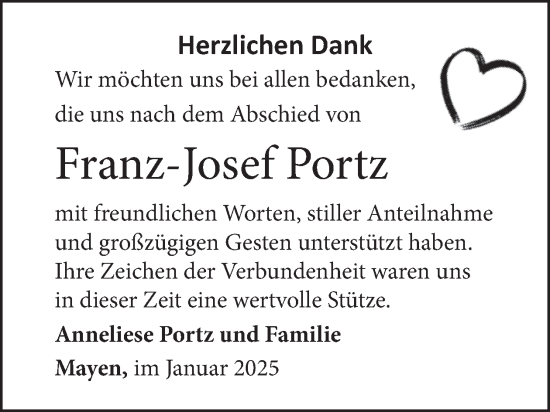 Traueranzeige von Franz-Josef Portz von WochenSpiegel