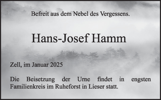 Traueranzeige von Hans-Josef Hamm von WochenSpiegel