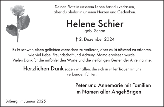 Traueranzeige von Helene Schier von WochenSpiegel