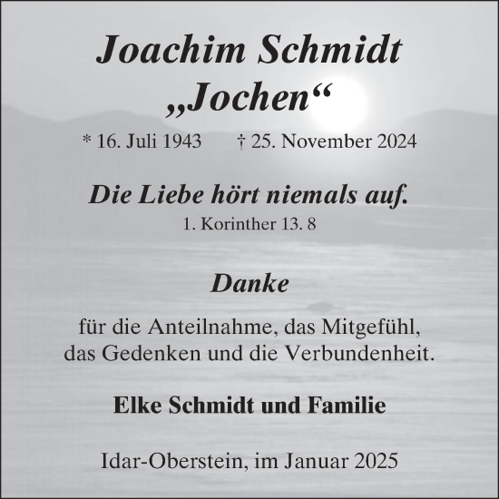 Traueranzeige von Joachim Schmidt von WochenSpiegel