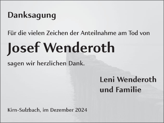 Traueranzeige von Josef Wenderoth von WochenSpiegel