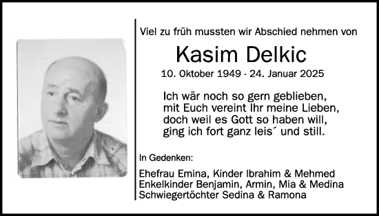 Traueranzeige von Kasim Delkic von WochenSpiegel