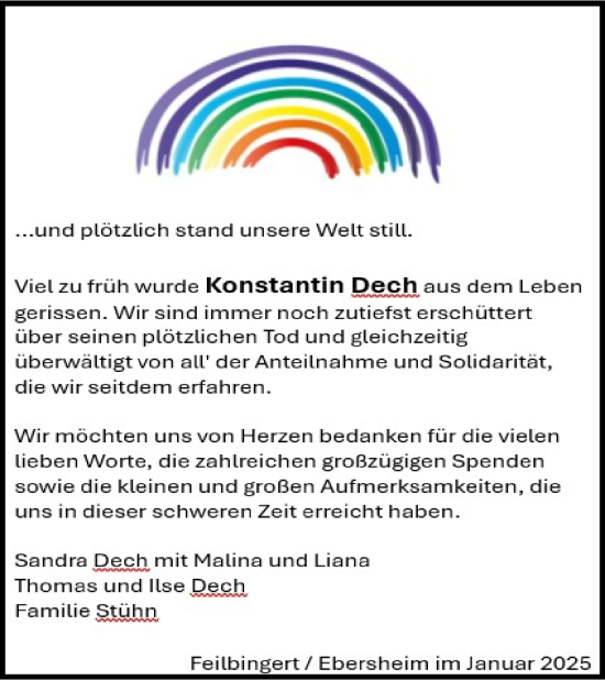 Traueranzeige von Konstantin Dech von WochenSpiegel