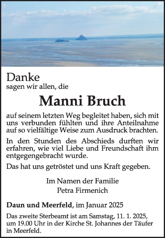 Traueranzeige von Manni Bruch von WochenSpiegel