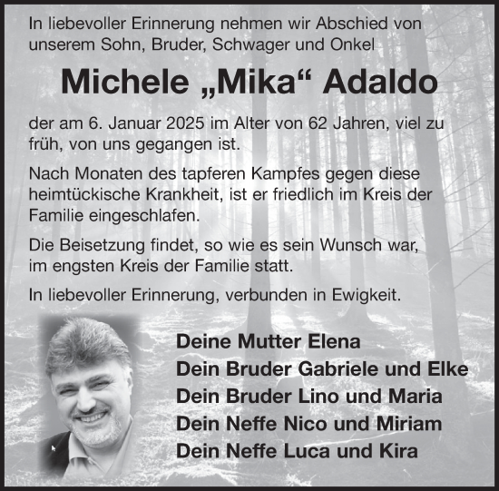 Traueranzeige von Michele Adaldo von WochenSpiegel