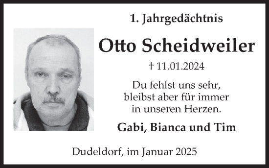 Traueranzeige von Otto Scheidweiler von WochenSpiegel