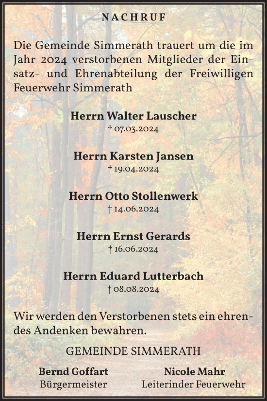 Traueranzeige von Walter Lauscher von WochenSpiegel