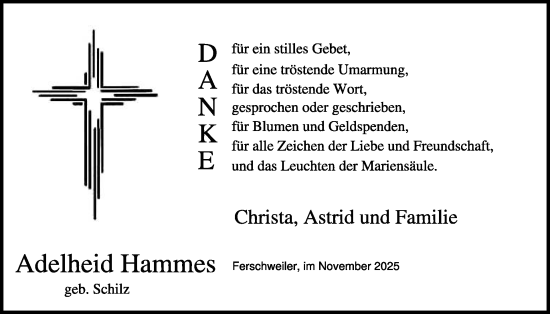 Traueranzeige von Adelheid Hammes von WochenSpiegel