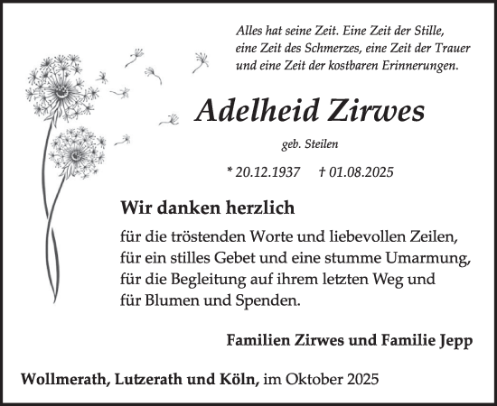 Traueranzeige von Adelheid Zirwes von WochenSpiegel