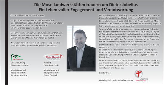 Traueranzeige von Dieter Jobelius von WochenSpiegel