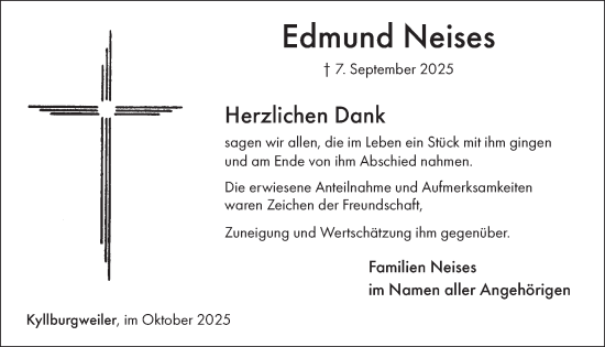 Traueranzeige von Edmund Neises von WochenSpiegel