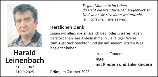 Traueranzeige von Harald Leinenbach von WochenSpiegel
