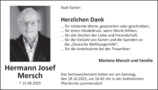 Traueranzeige von Hermann Josef Mersch von WochenSpiegel