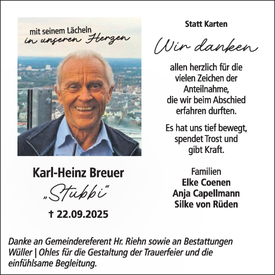 Traueranzeige von Karl-Heinz Breuer von WochenSpiegel